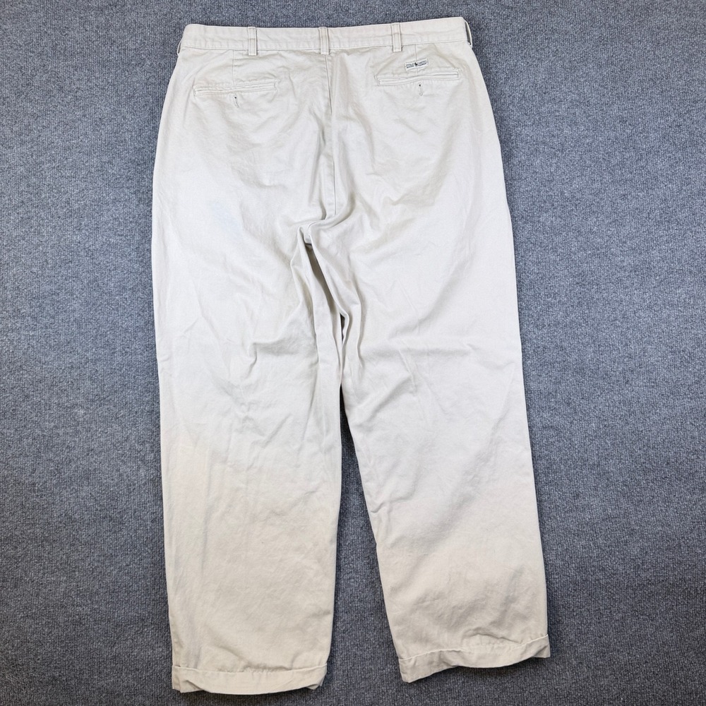 Vintage Polo Ralph Lauren Andrew Pants Mens 38x30 Beige Pleated Chino 90s - Picture 2 of 16